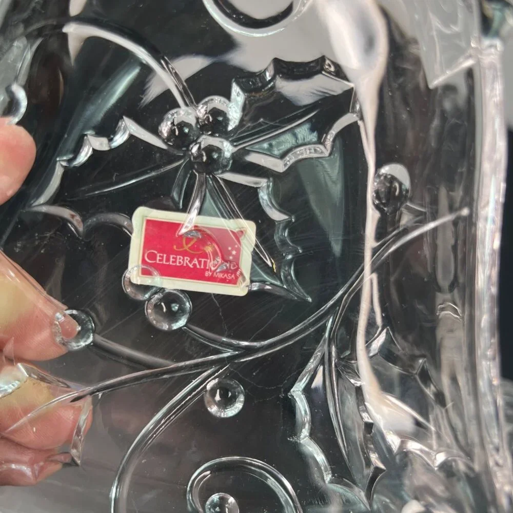 Mikasa Angel Tea Candle Holder & Bell Shaped Clear Crystal Candy Dish Christmas